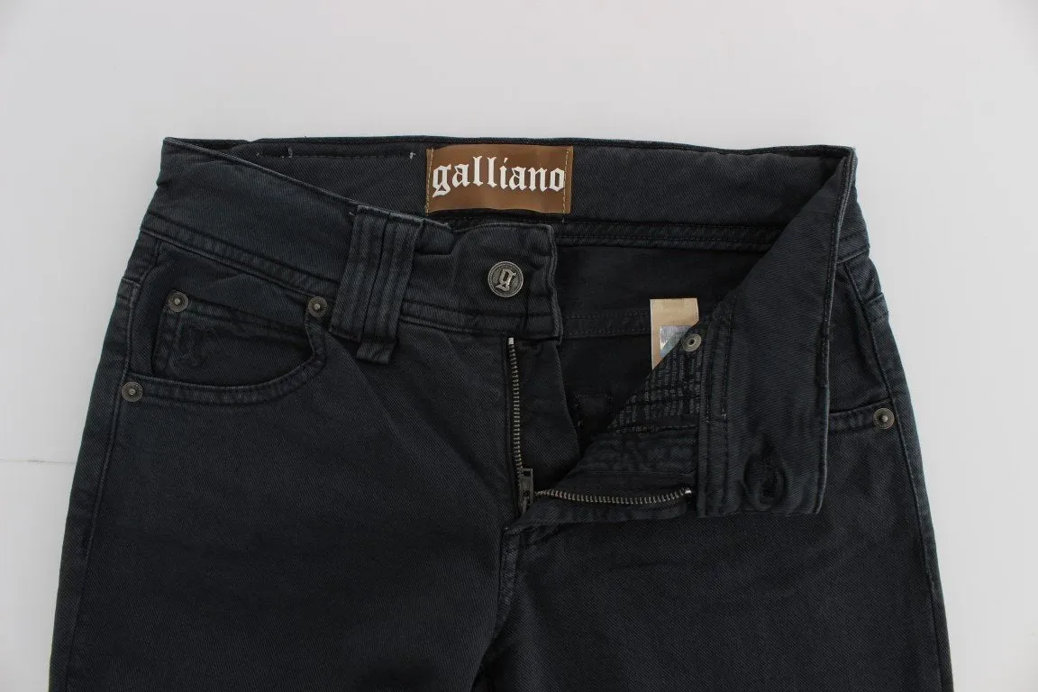 Blue Wash Cotton Blend Slim Fit Bootcut Jeans