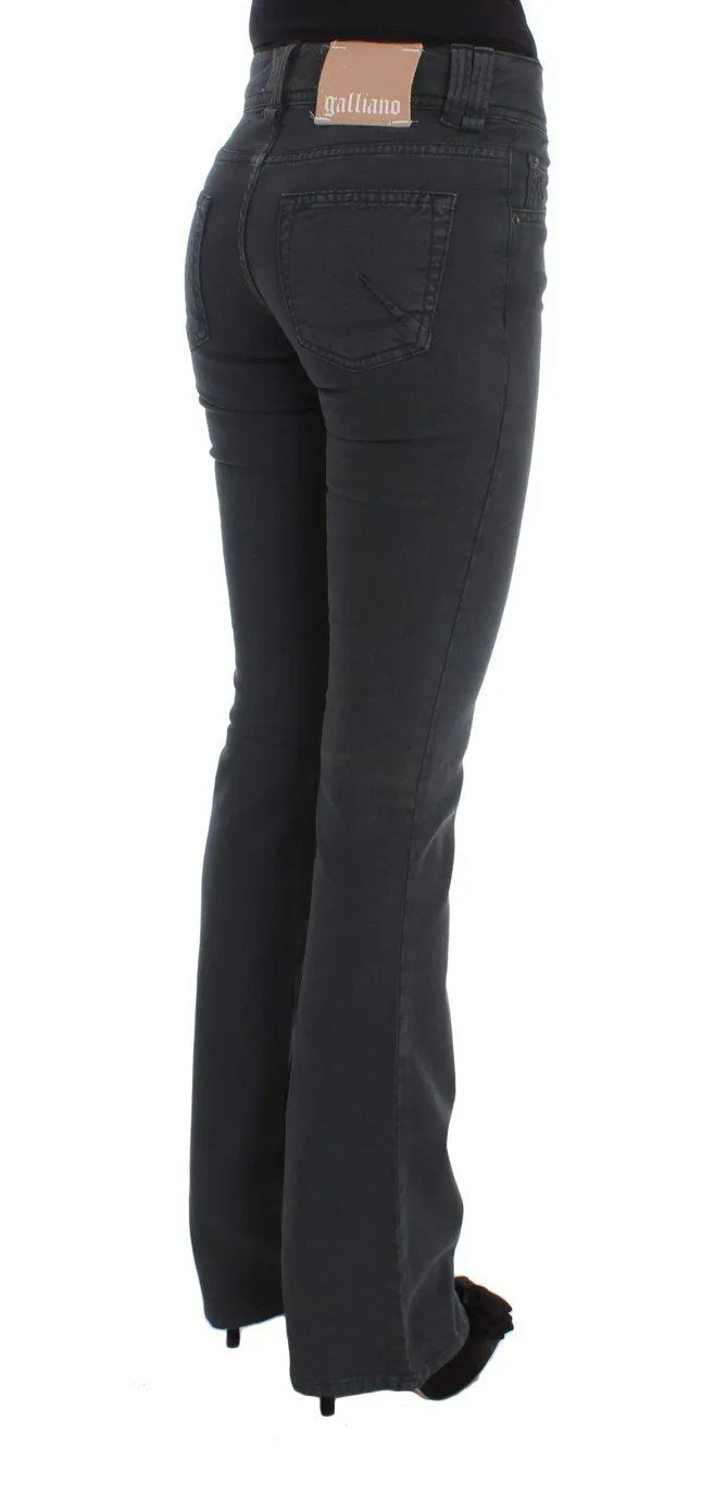Blue Wash Cotton Blend Slim Fit Bootcut Jeans