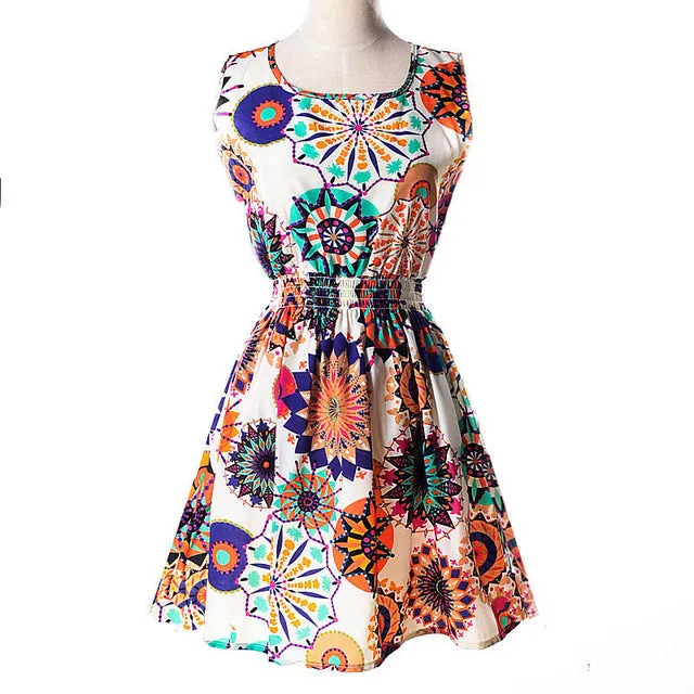Boho Sleeveless Dress Multiple Colors