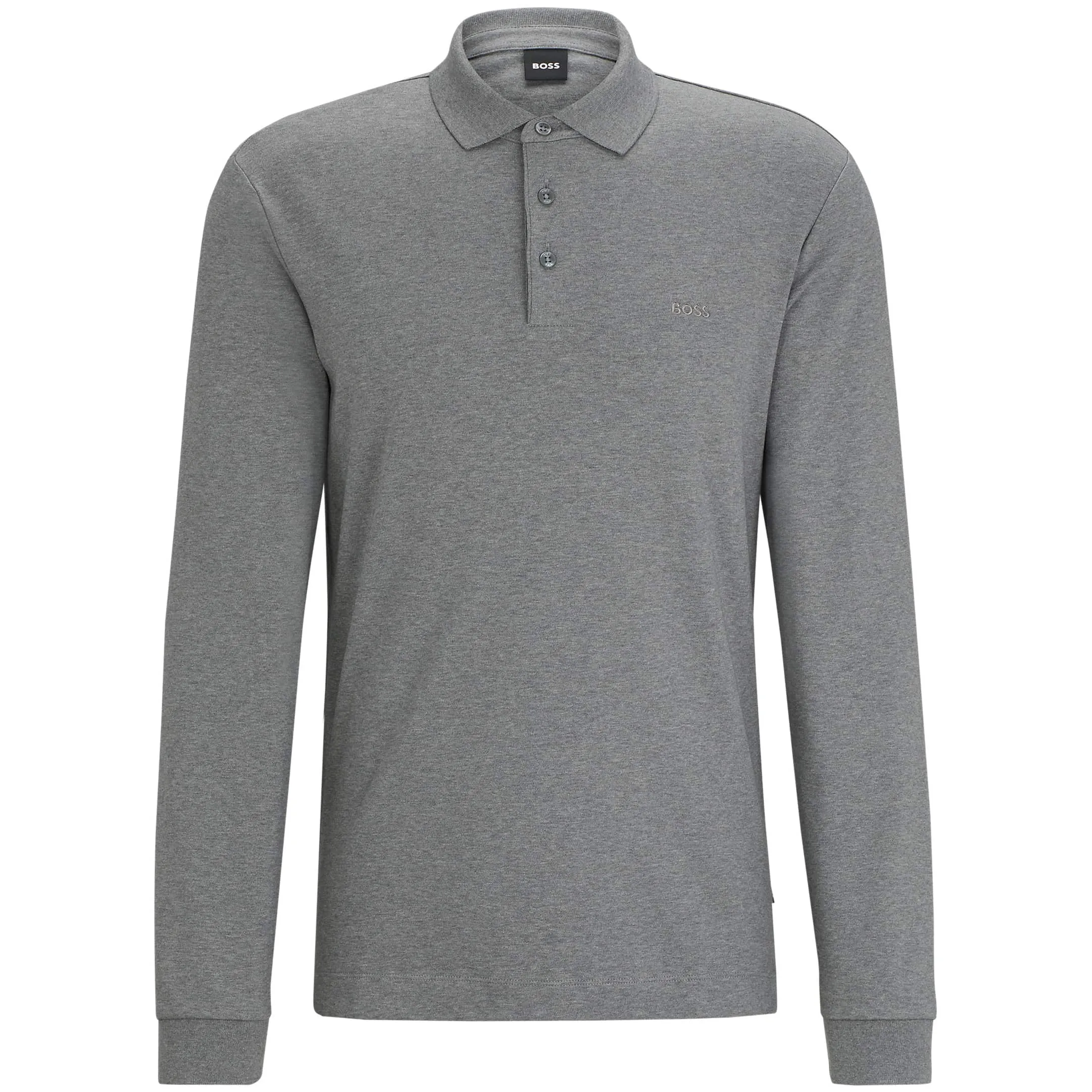 BOSS PADO 30 INTERLOCK-COTTON LONG SLEEVE POLO SHIRT