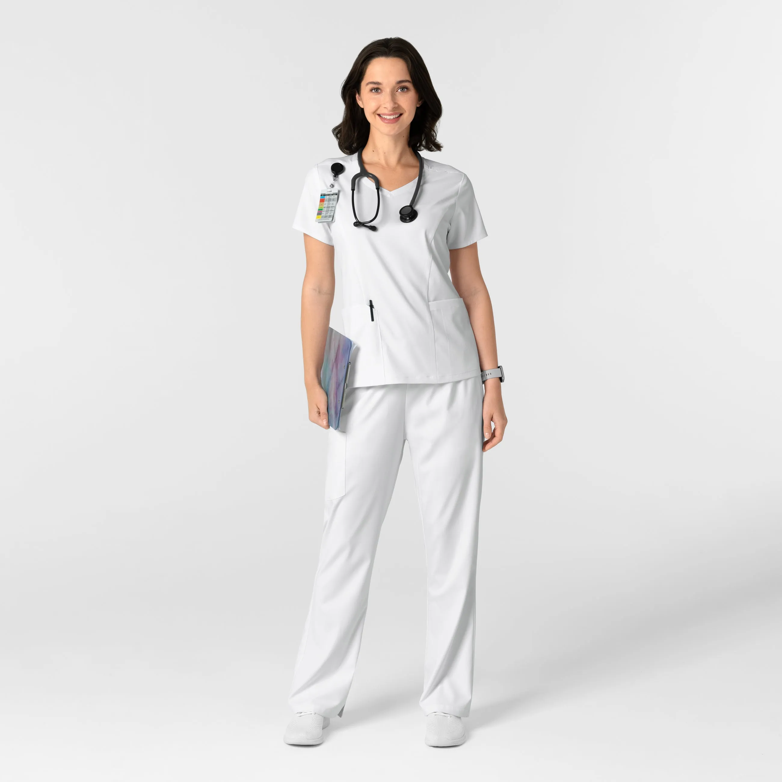 Boundless 5251 Bootcut Scrub Pants White