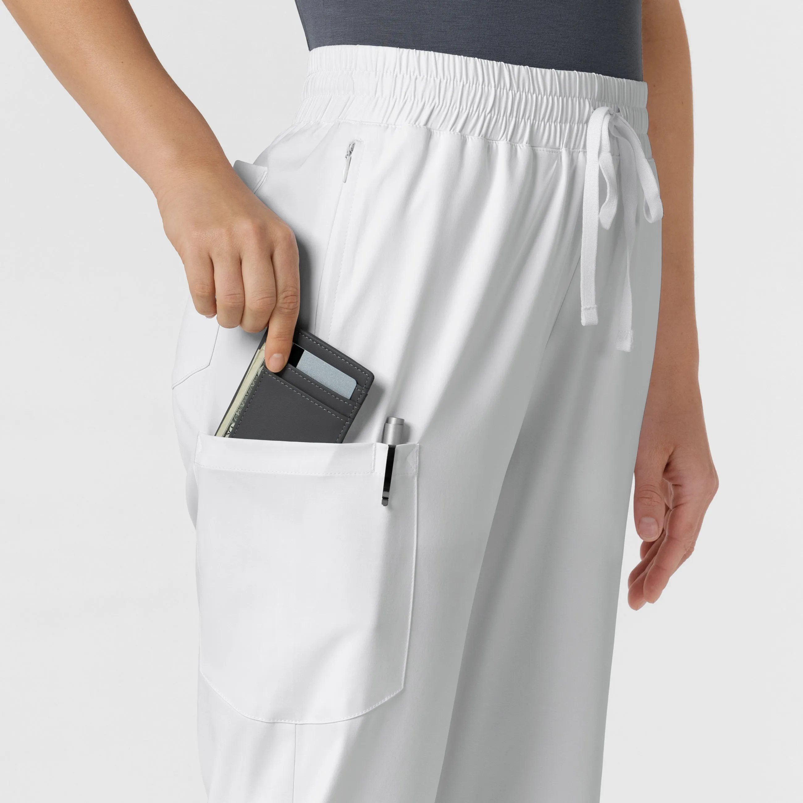 Boundless 5251 Bootcut Scrub Pants White