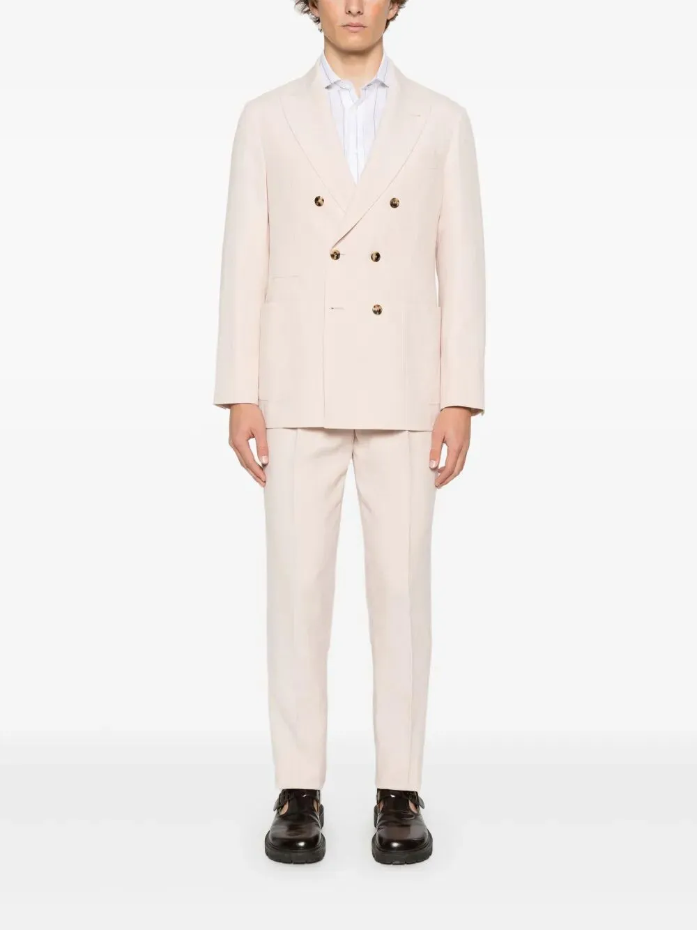 BRUNELLO CUCINELLI Double-Breasted Linen Suit for Men