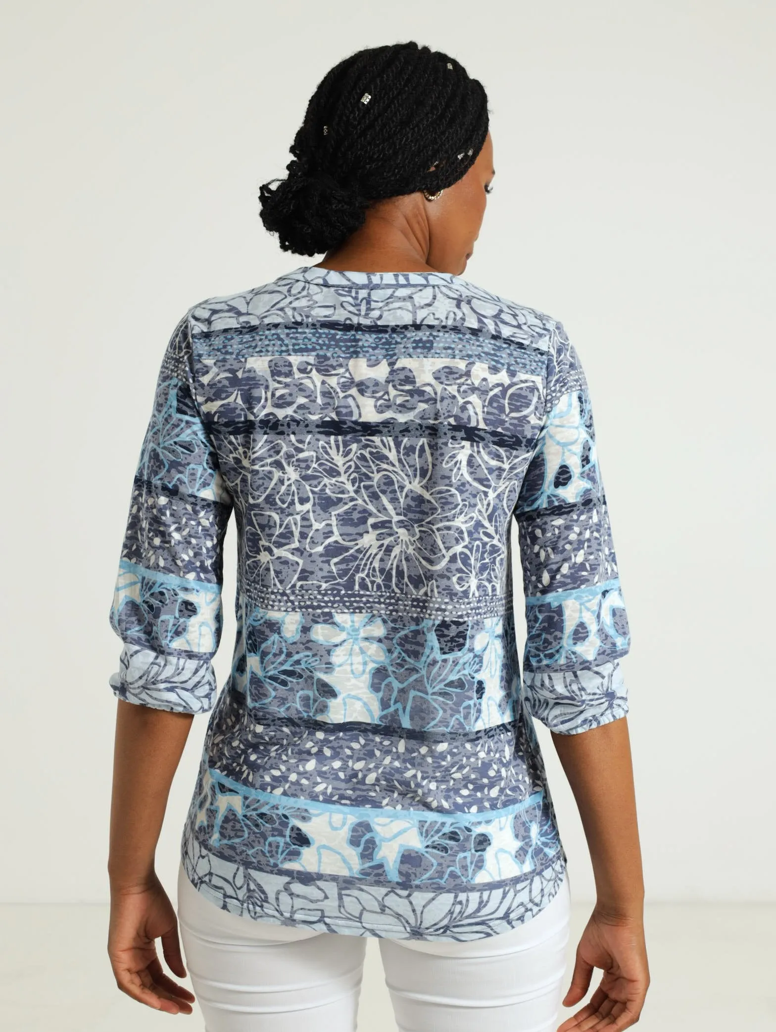 Burnout Henley Top - Blue