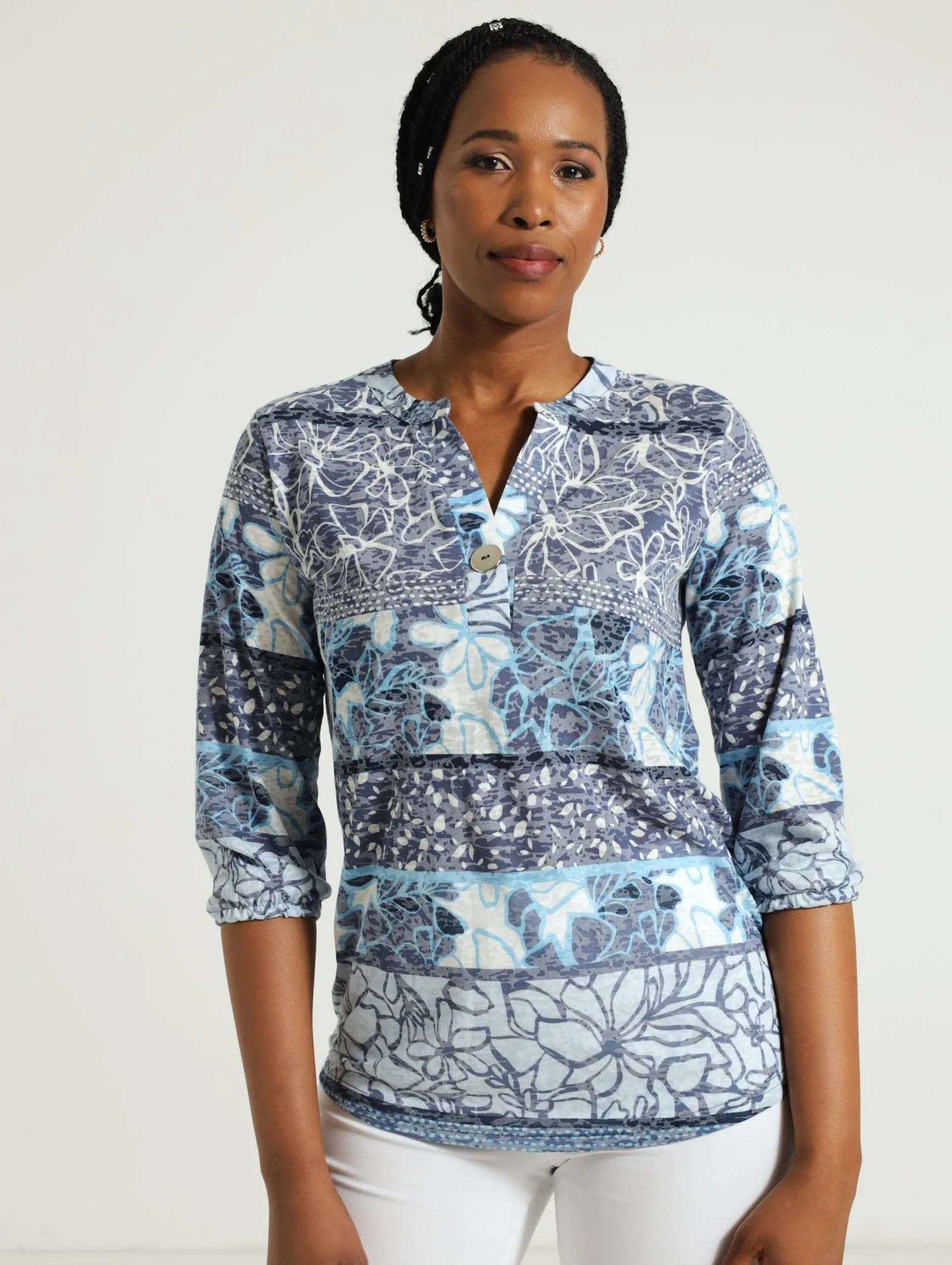 Burnout Henley Top - Blue