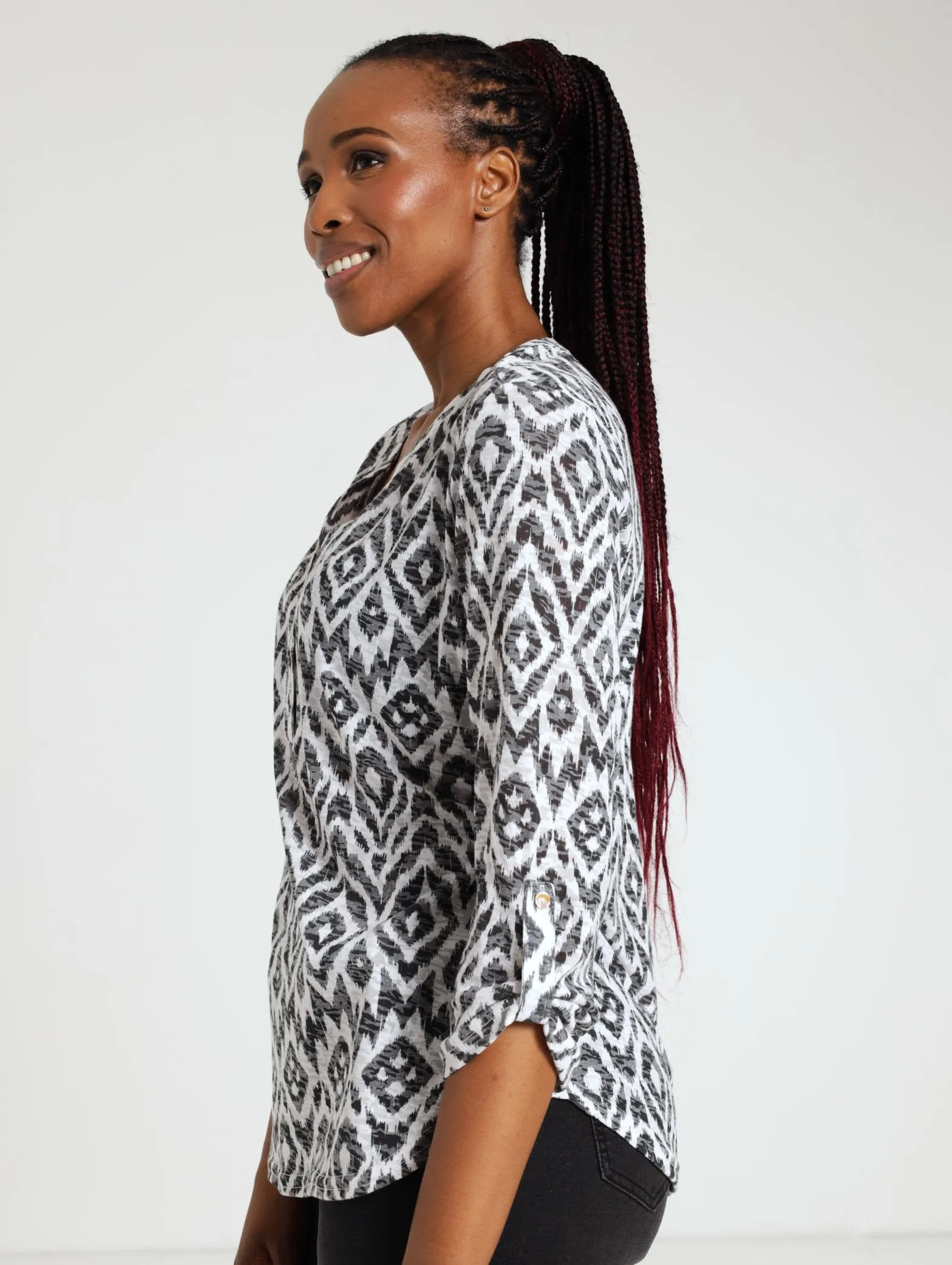 Burnout Henley Top - Olive