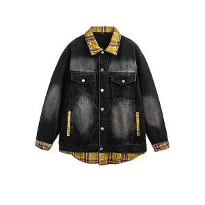 Check Patchwork Denim Jacket