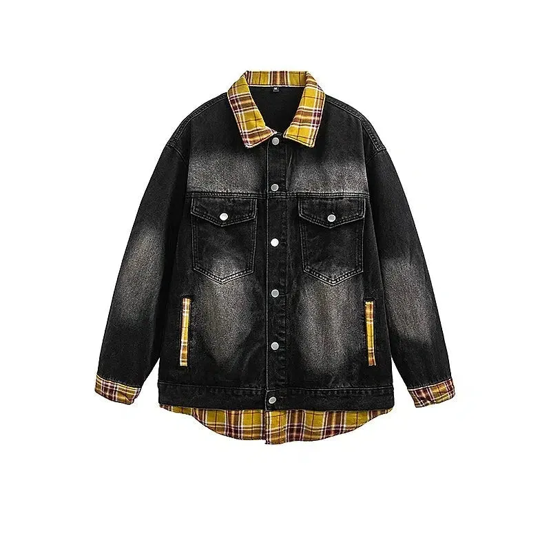 Check Patchwork Denim Jacket