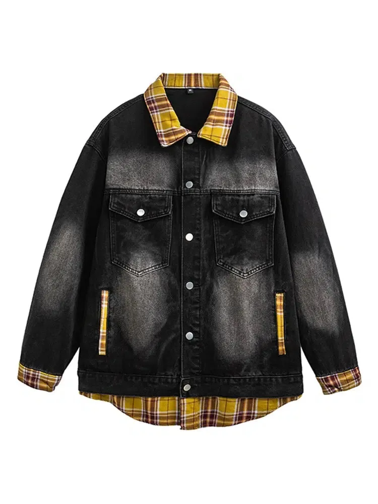 Check Patchwork Denim Jacket