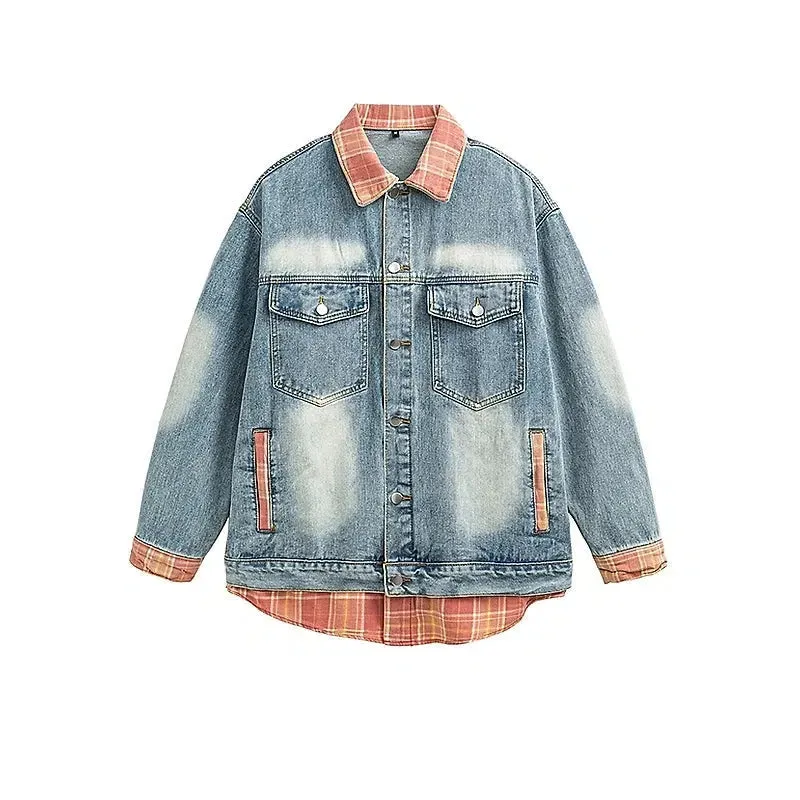 Check Patchwork Denim Jacket