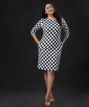 Check Printed Shift Dress
