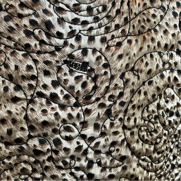 Chico's Reversible Quilted Gray Denim/Cheetah Print Jacket Size 3 (L/XL)