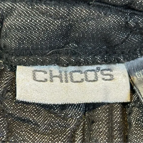 Chico's Reversible Quilted Gray Denim/Cheetah Print Jacket Size 3 (L/XL)
