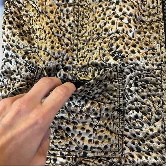 Chico's Reversible Quilted Gray Denim/Cheetah Print Jacket Size 3 (L/XL)