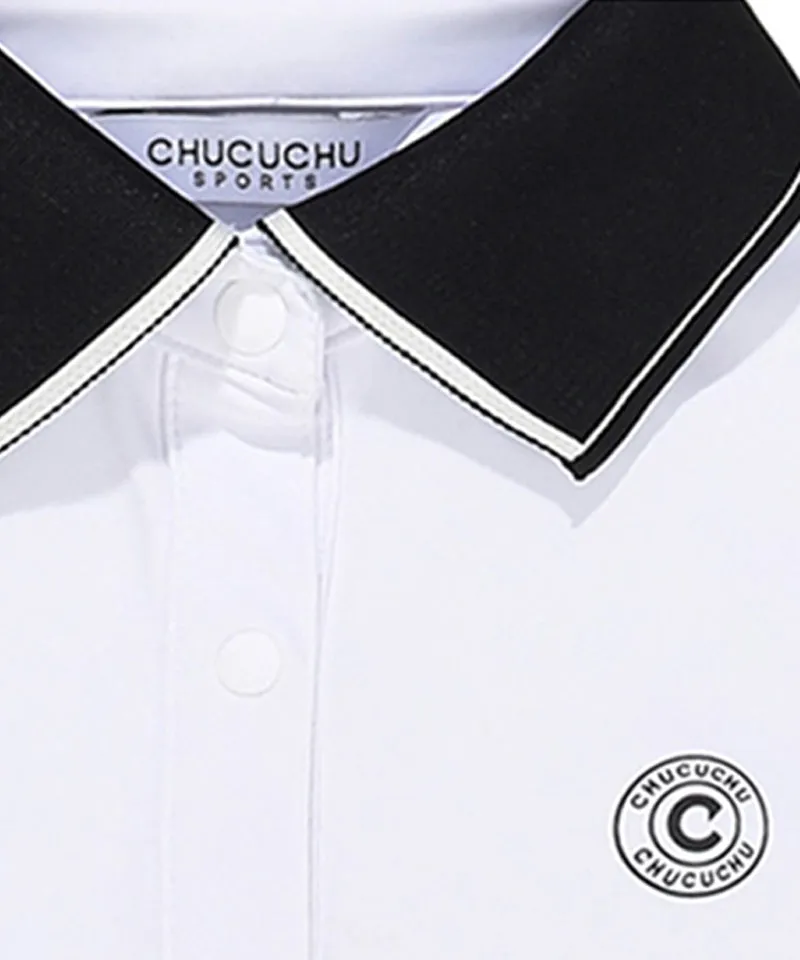 CHUCUCHU Knit Collar Point T-Shirt - White
