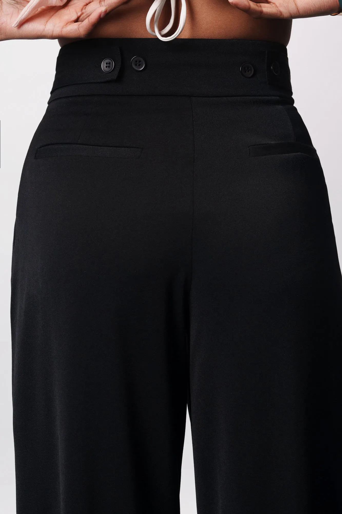 City Black Adjustable Korean Pants