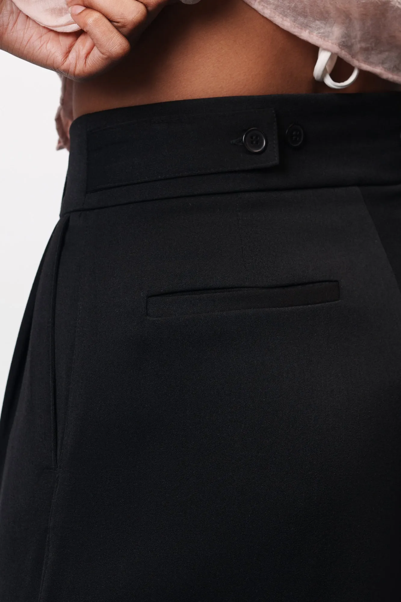 City Black Adjustable Korean Pants
