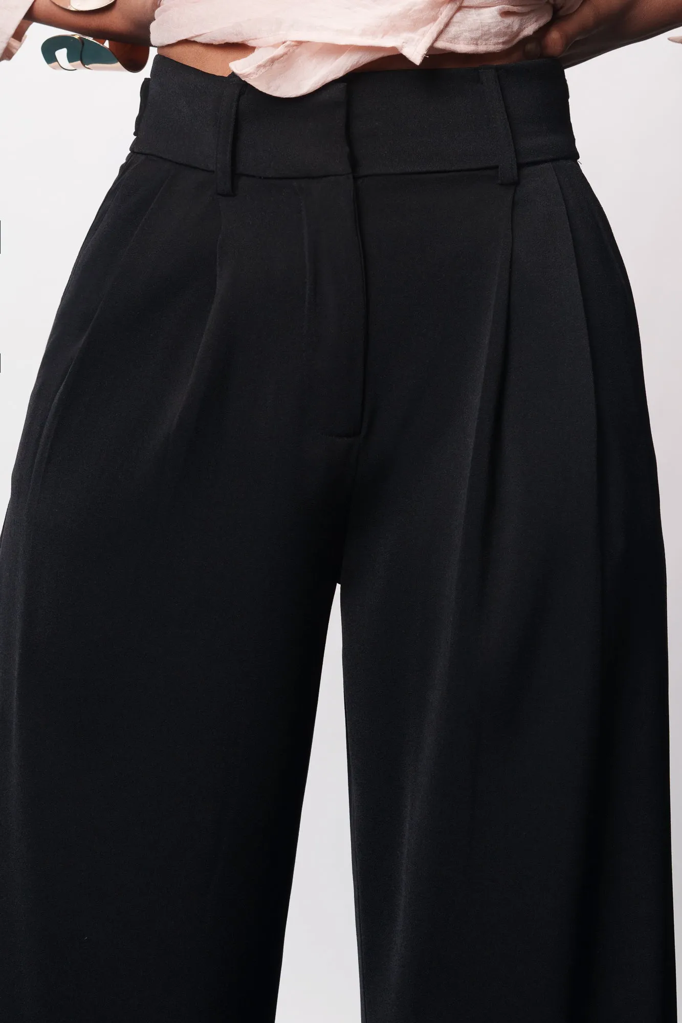City Black Adjustable Korean Pants