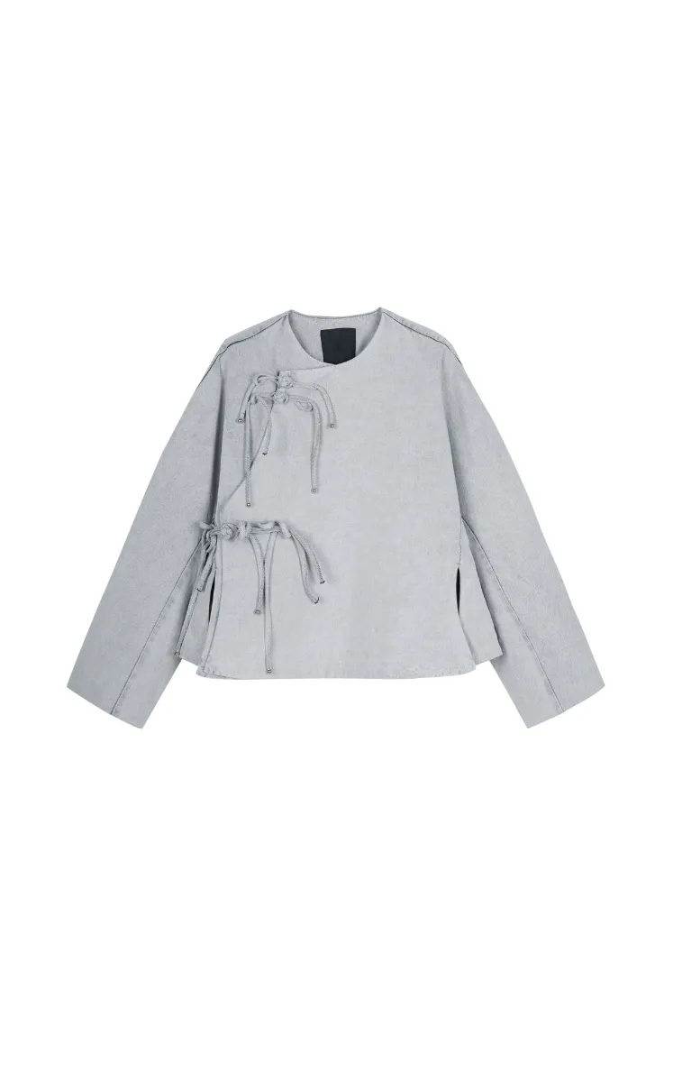 Coat / JNBY Oversized Chinese-Inspired Denim Jacket