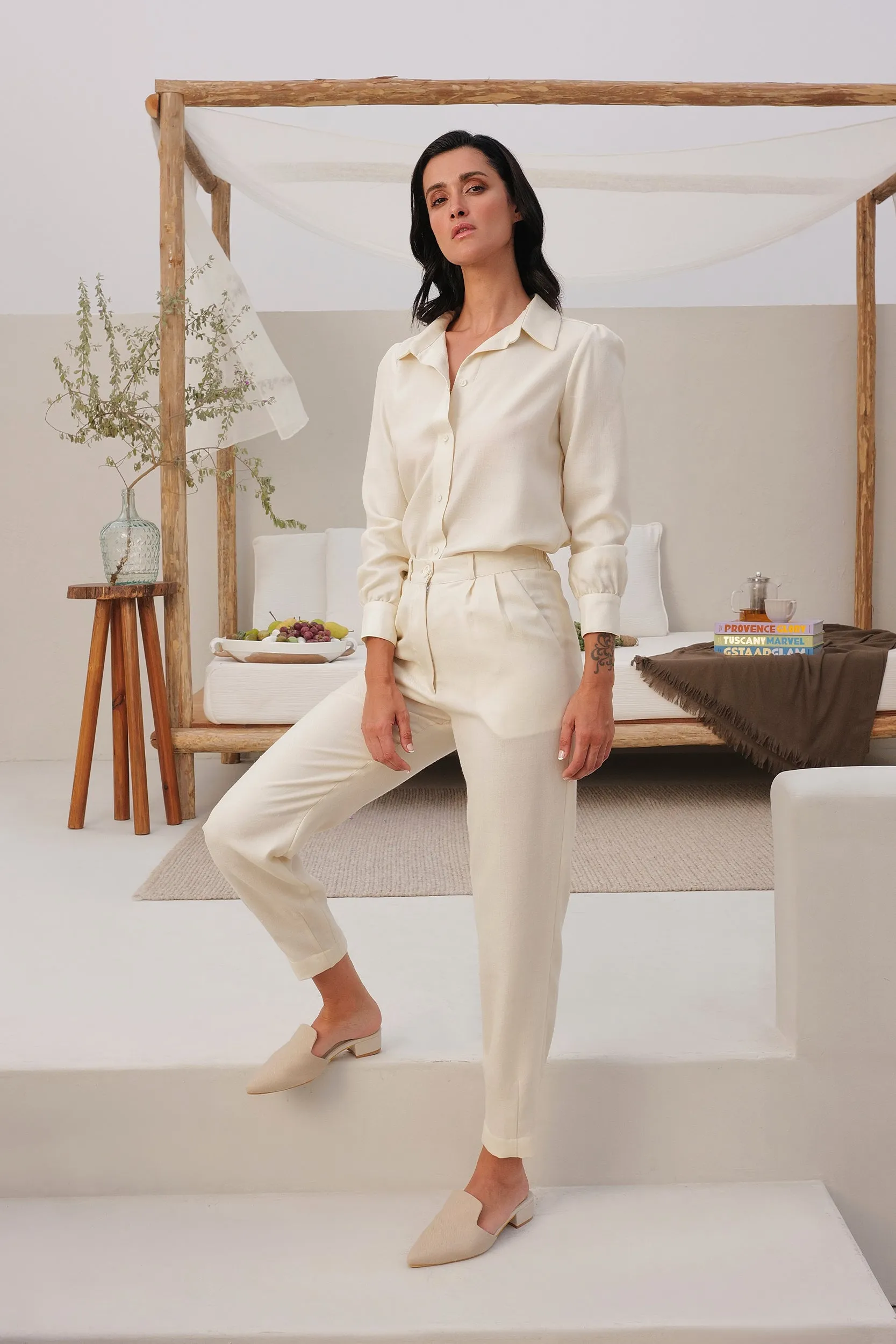 Cologne Woollen Pants (Ivory)