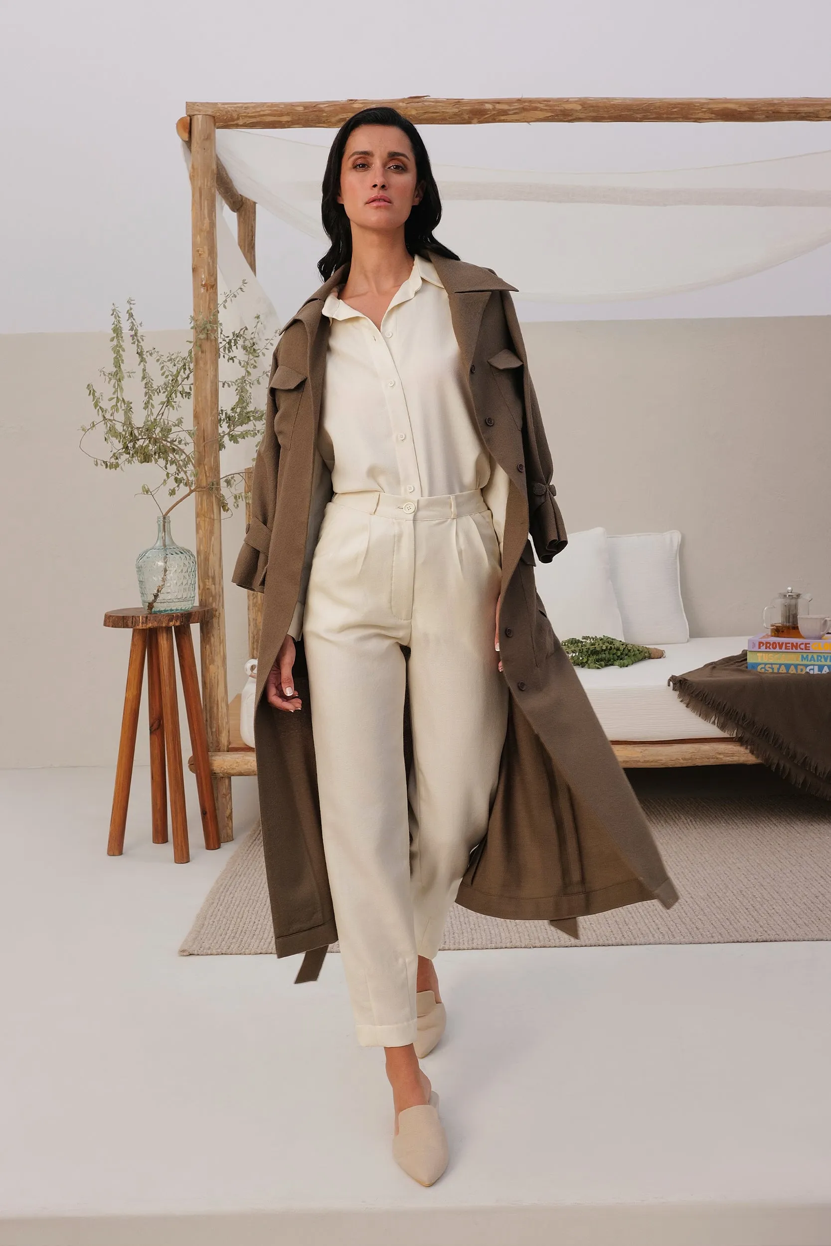 Cologne Woollen Pants (Ivory)