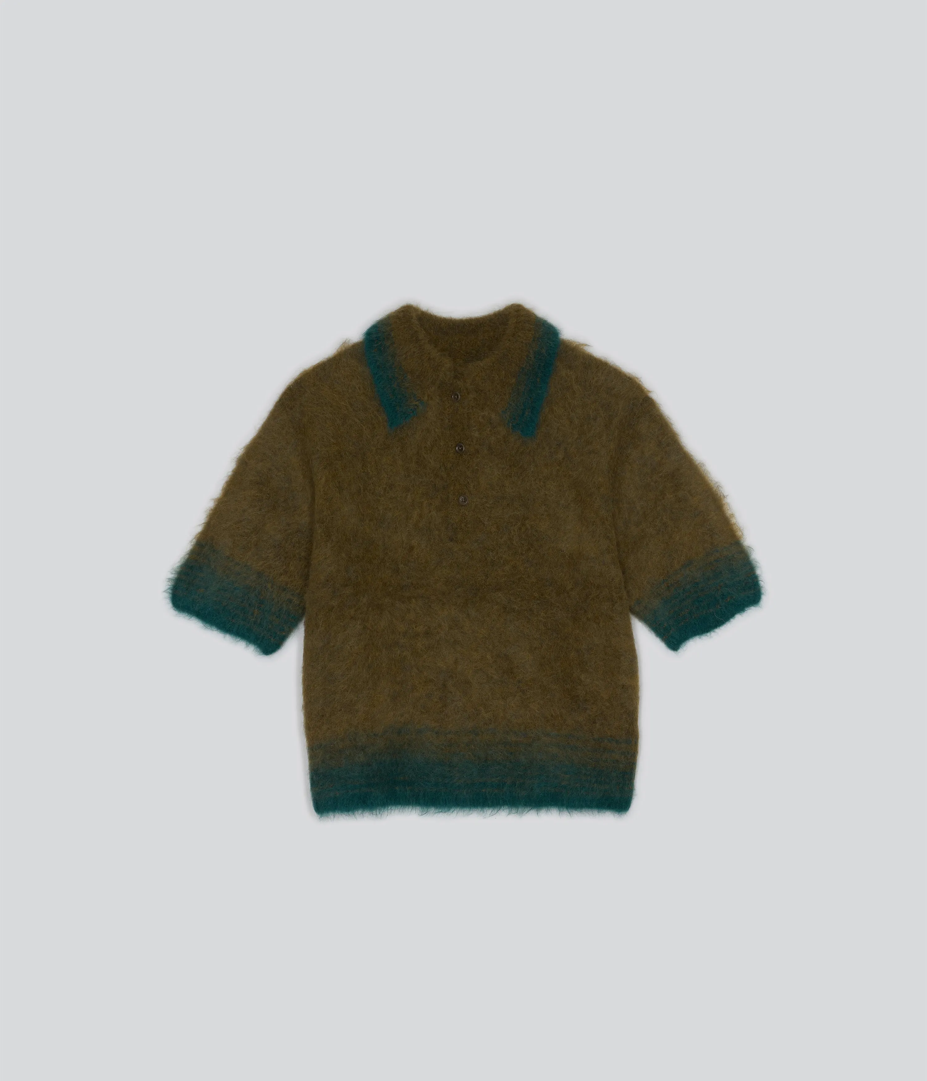 Compact Knit Polo in Olive x Green