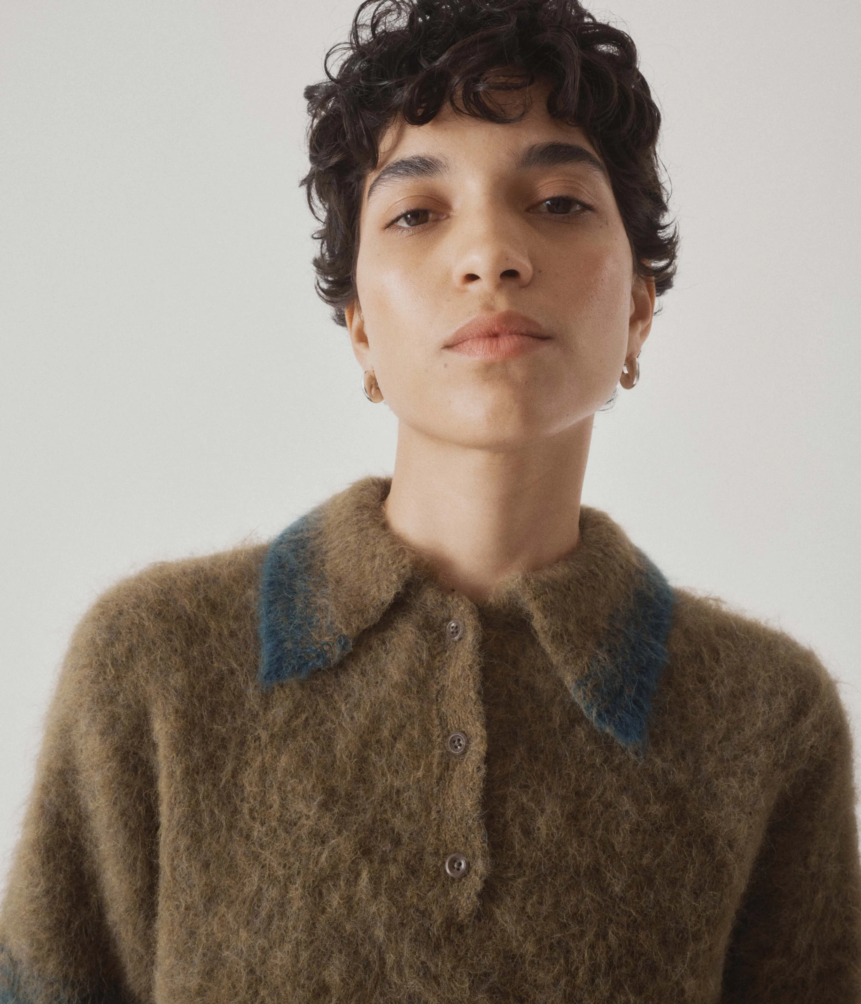 Compact Knit Polo in Olive x Green