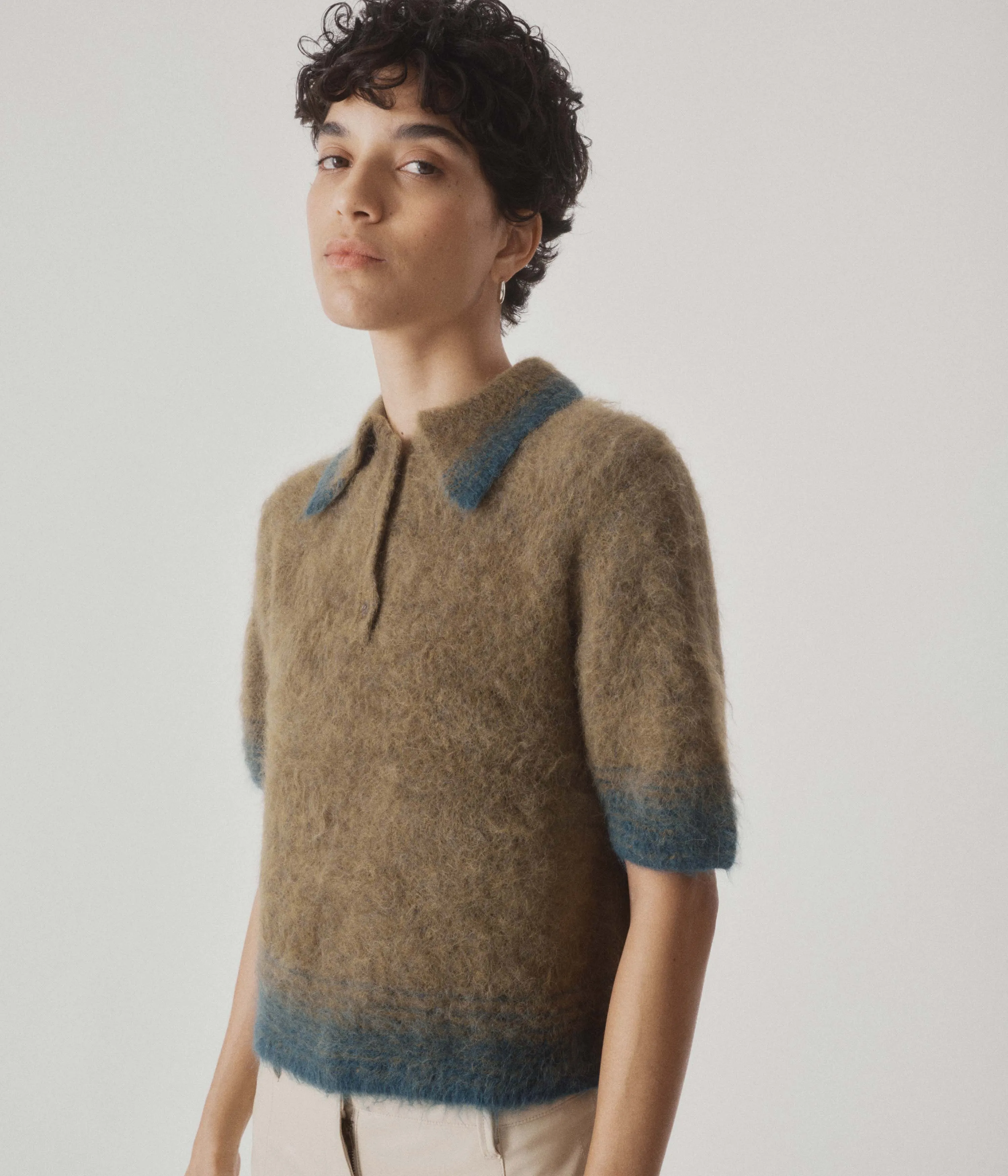 Compact Knit Polo in Olive x Green