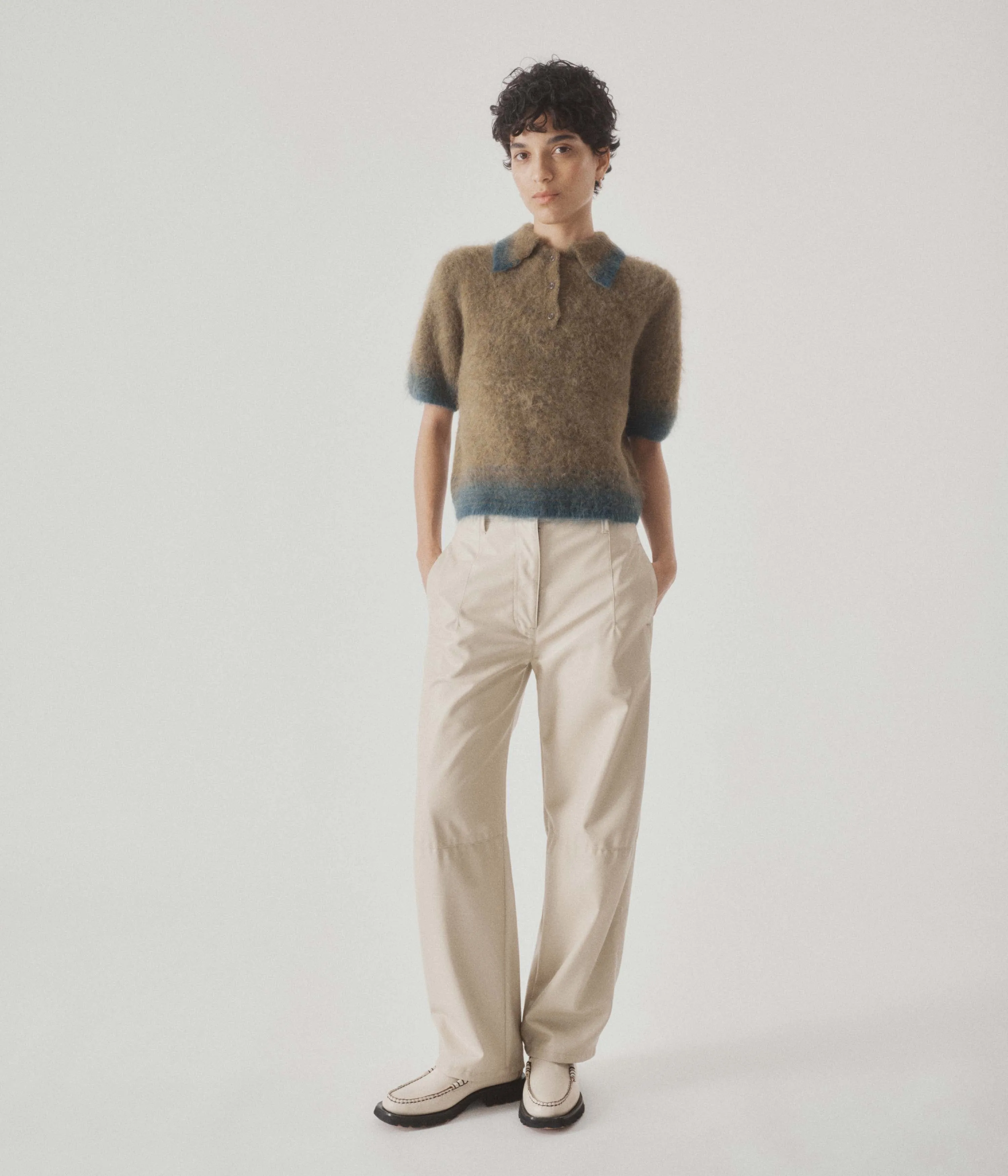 Compact Knit Polo in Olive x Green