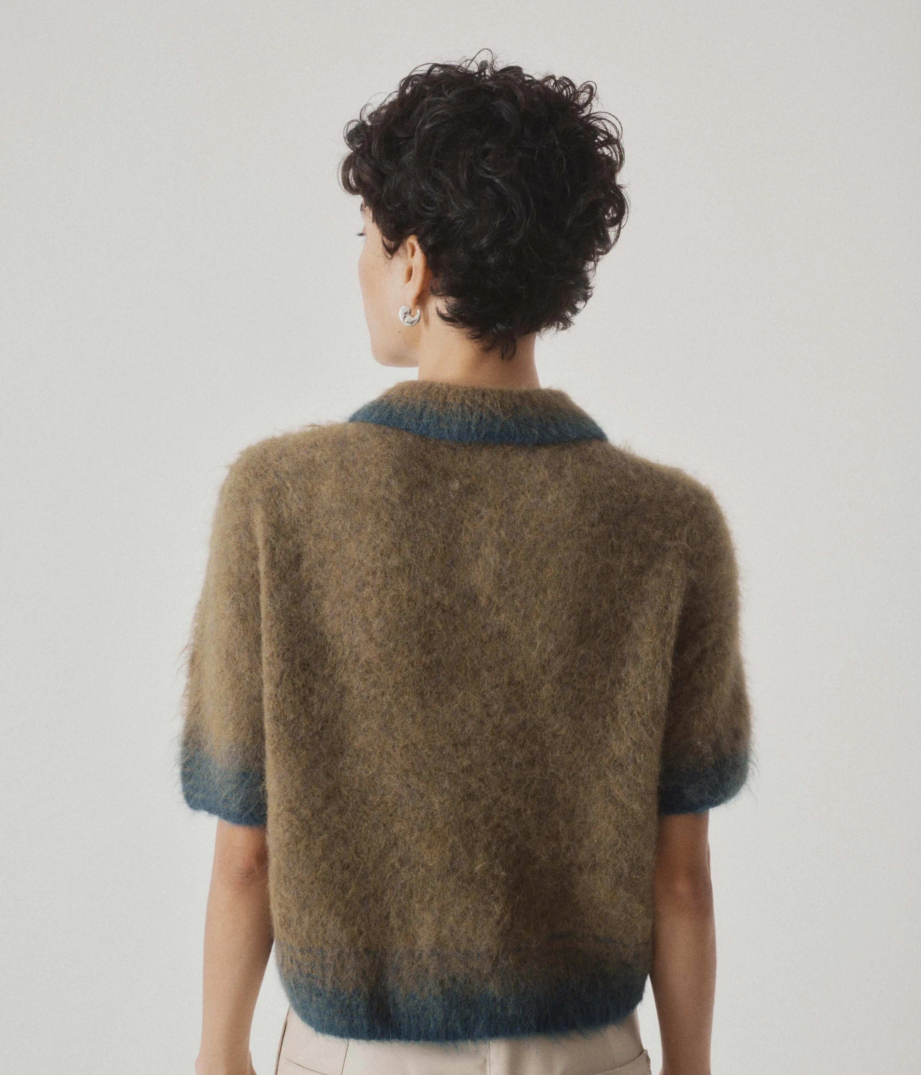 Compact Knit Polo in Olive x Green