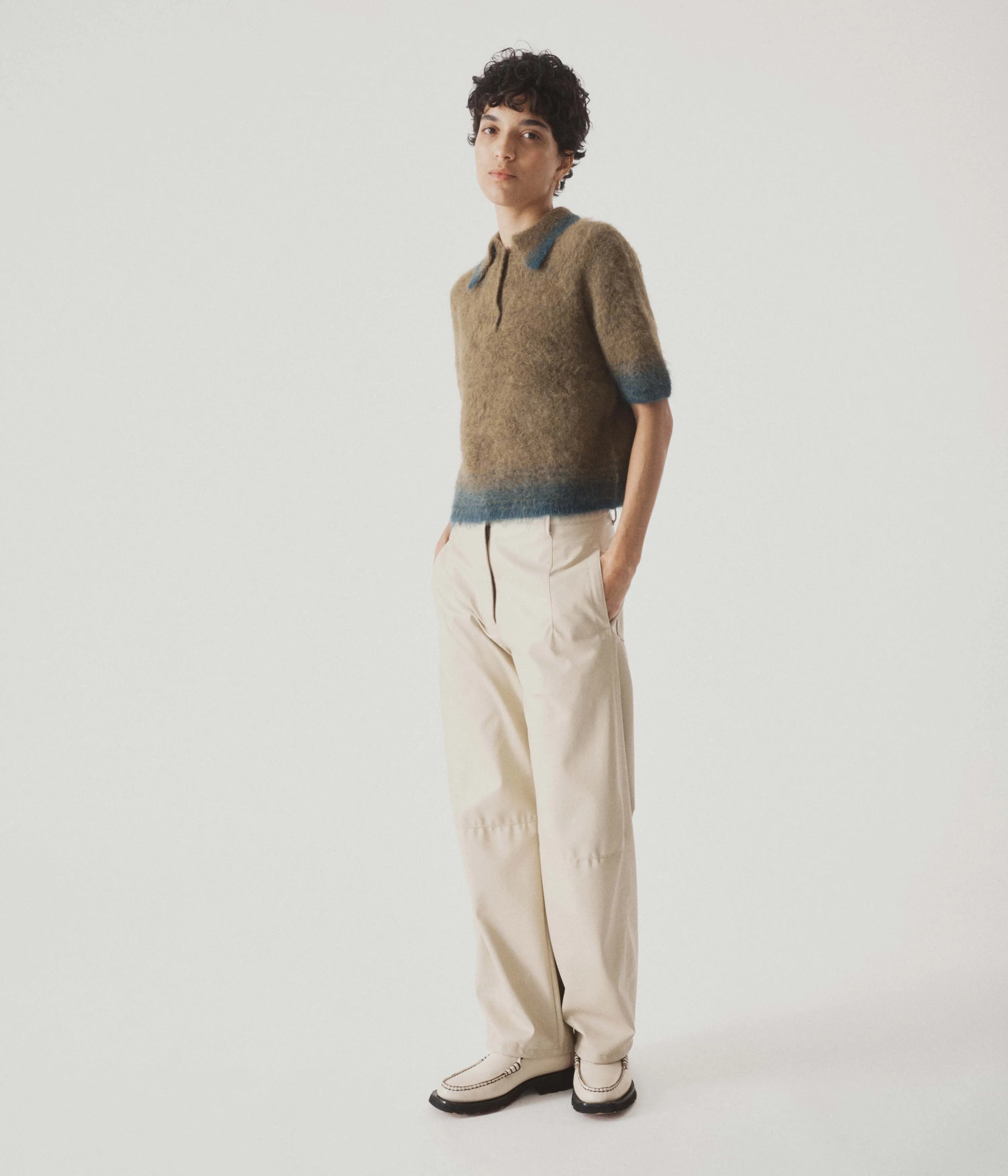 Compact Knit Polo in Olive x Green