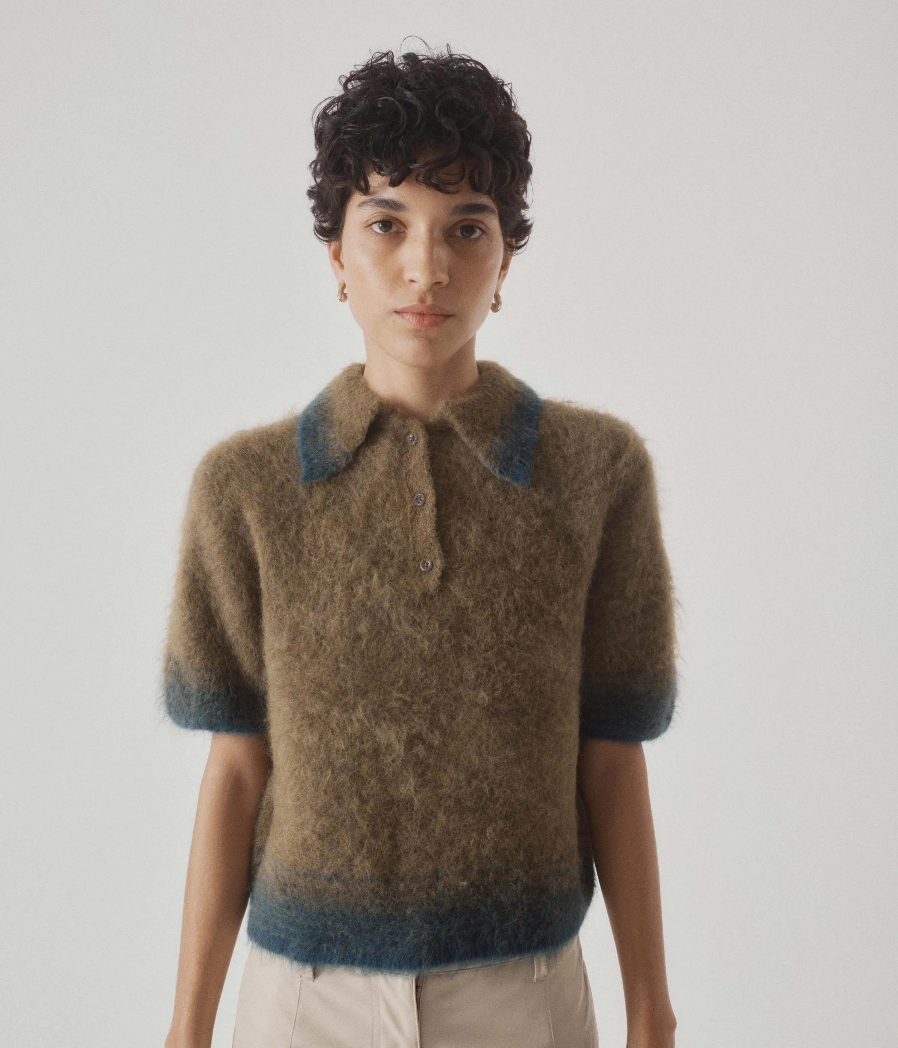 Compact Knit Polo in Olive x Green