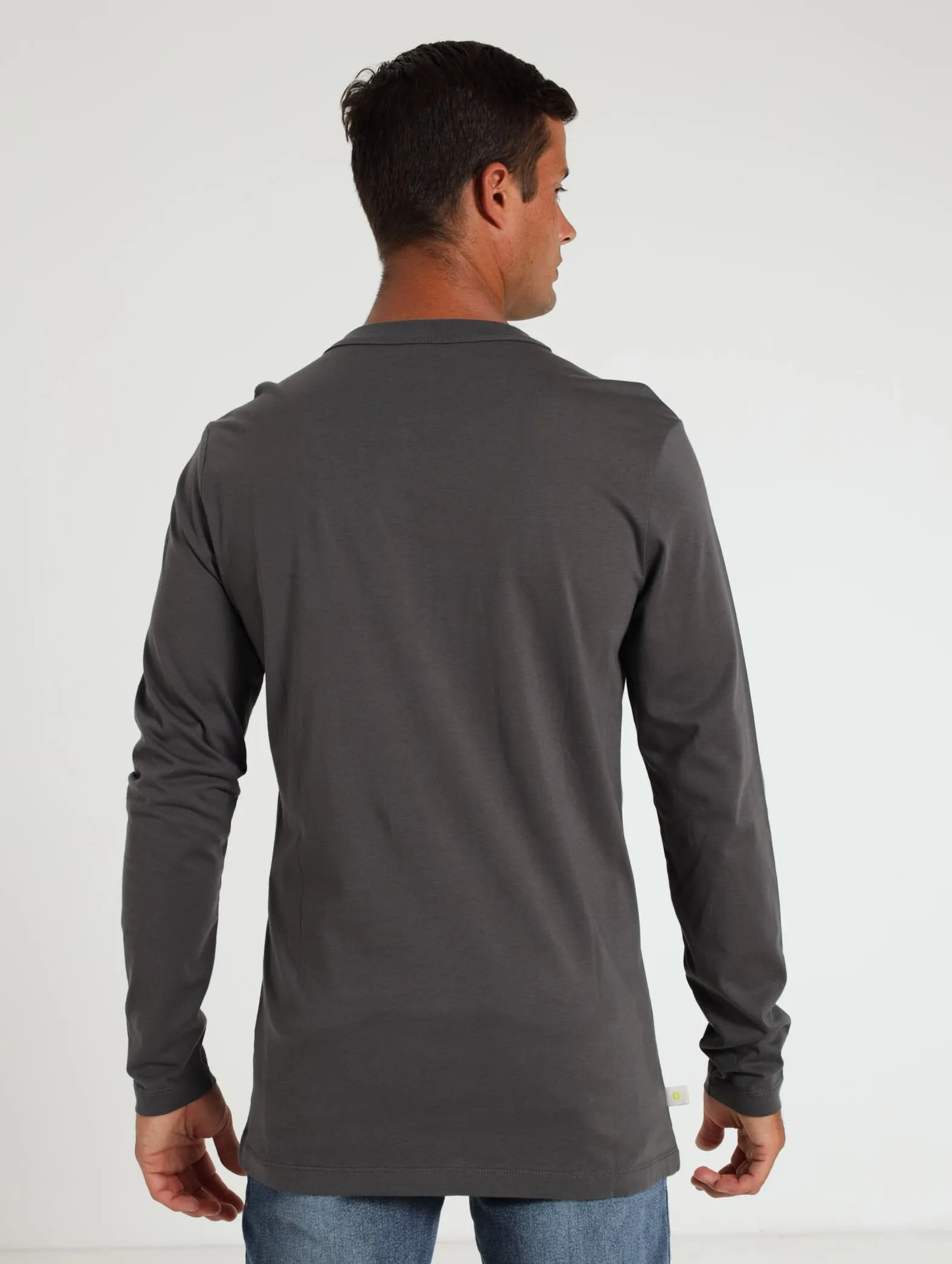 Core Long Sleeve Henley Tee - Charcoal