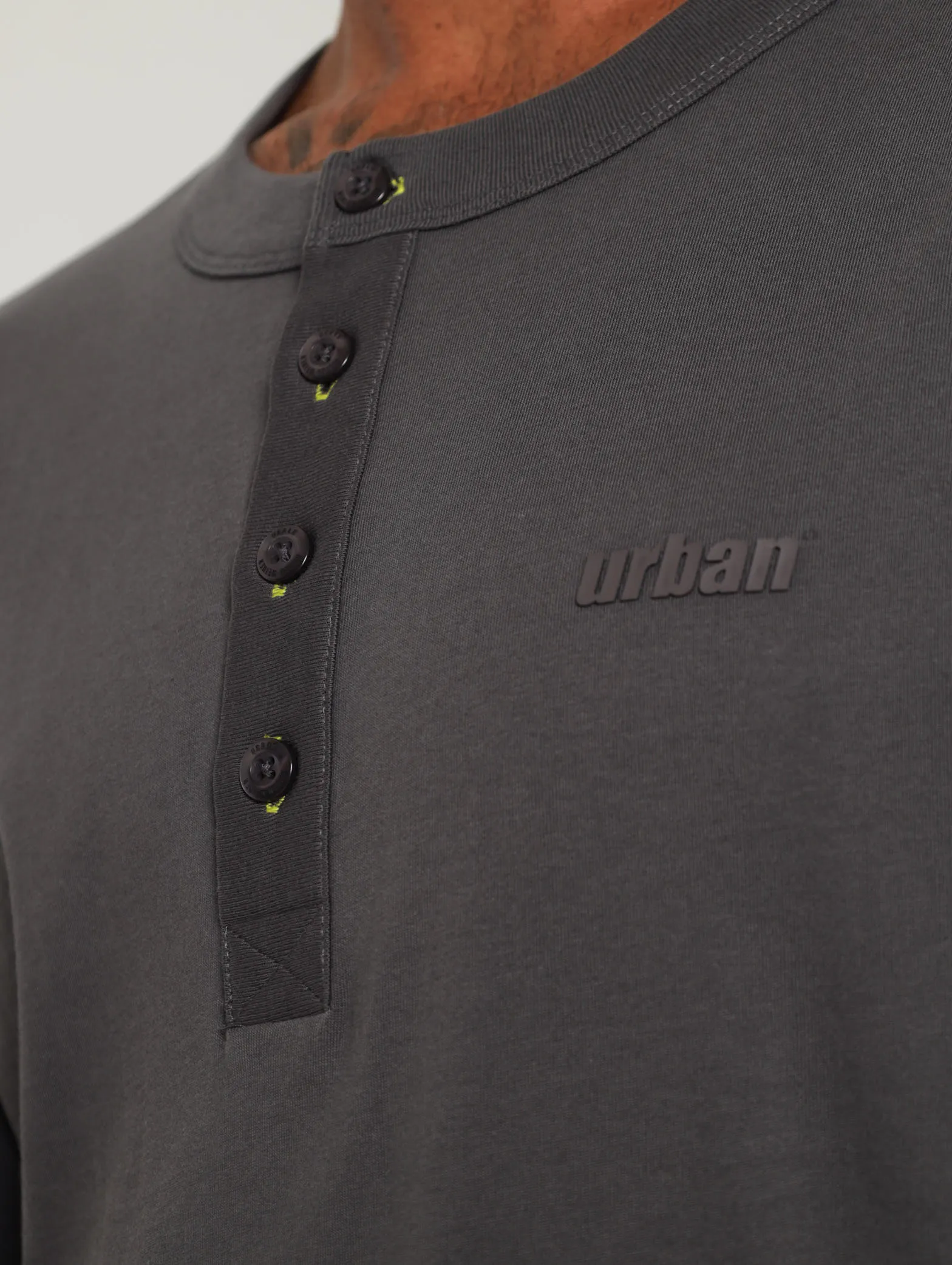 Core Long Sleeve Henley Tee - Charcoal