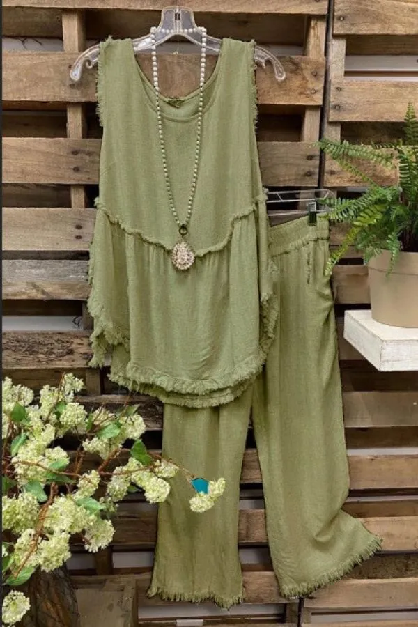 Cotton Sleeveless Pant Suits