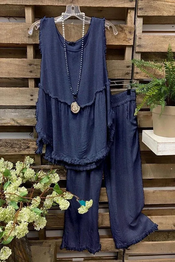 Cotton Sleeveless Pant Suits