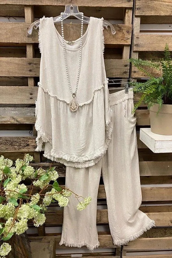 Cotton Sleeveless Pant Suits