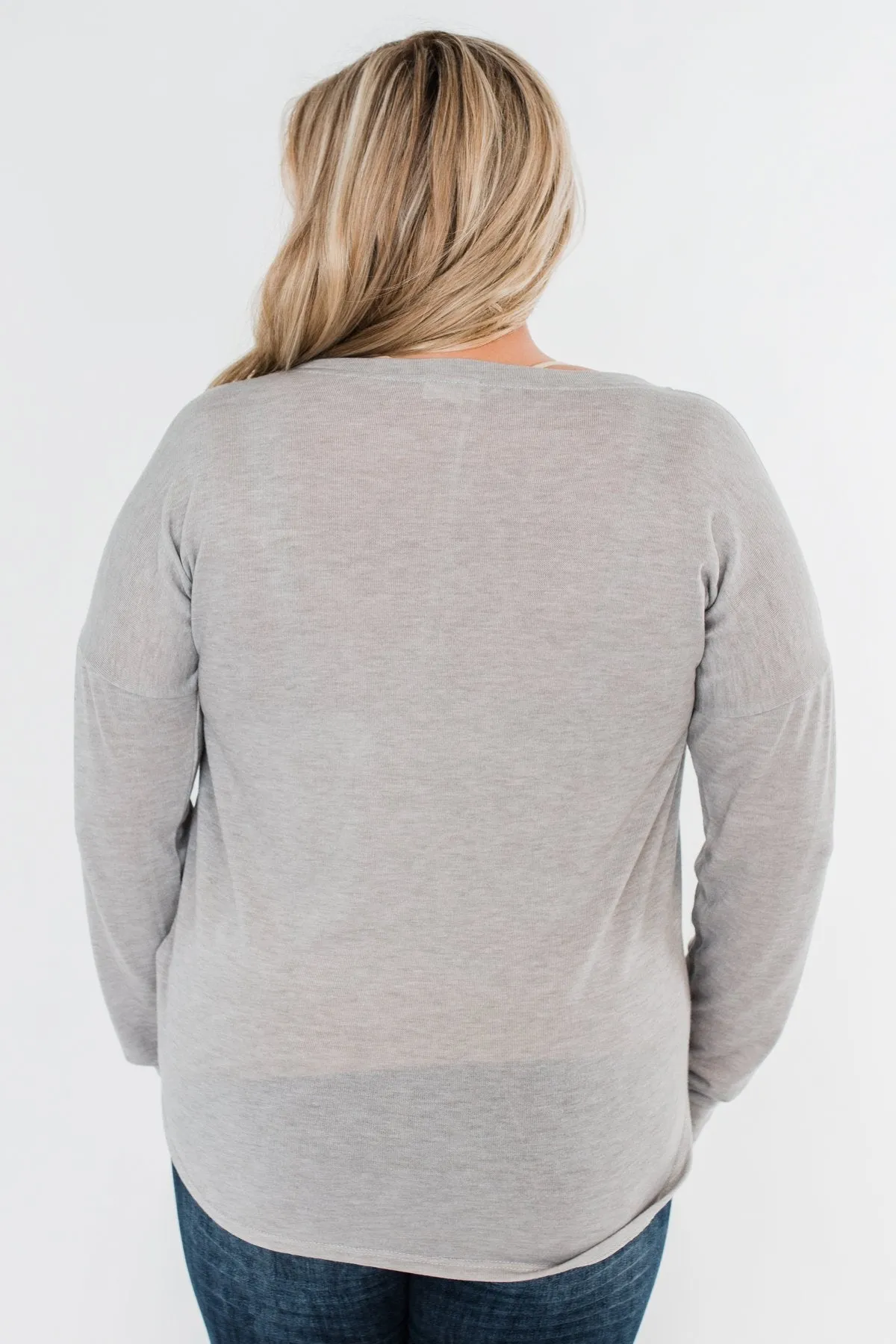Cozy & Warm 4 Button Henley Top- Heather Gray