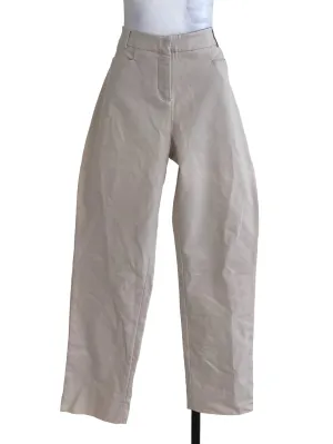 Cream Plain Tapered Pants