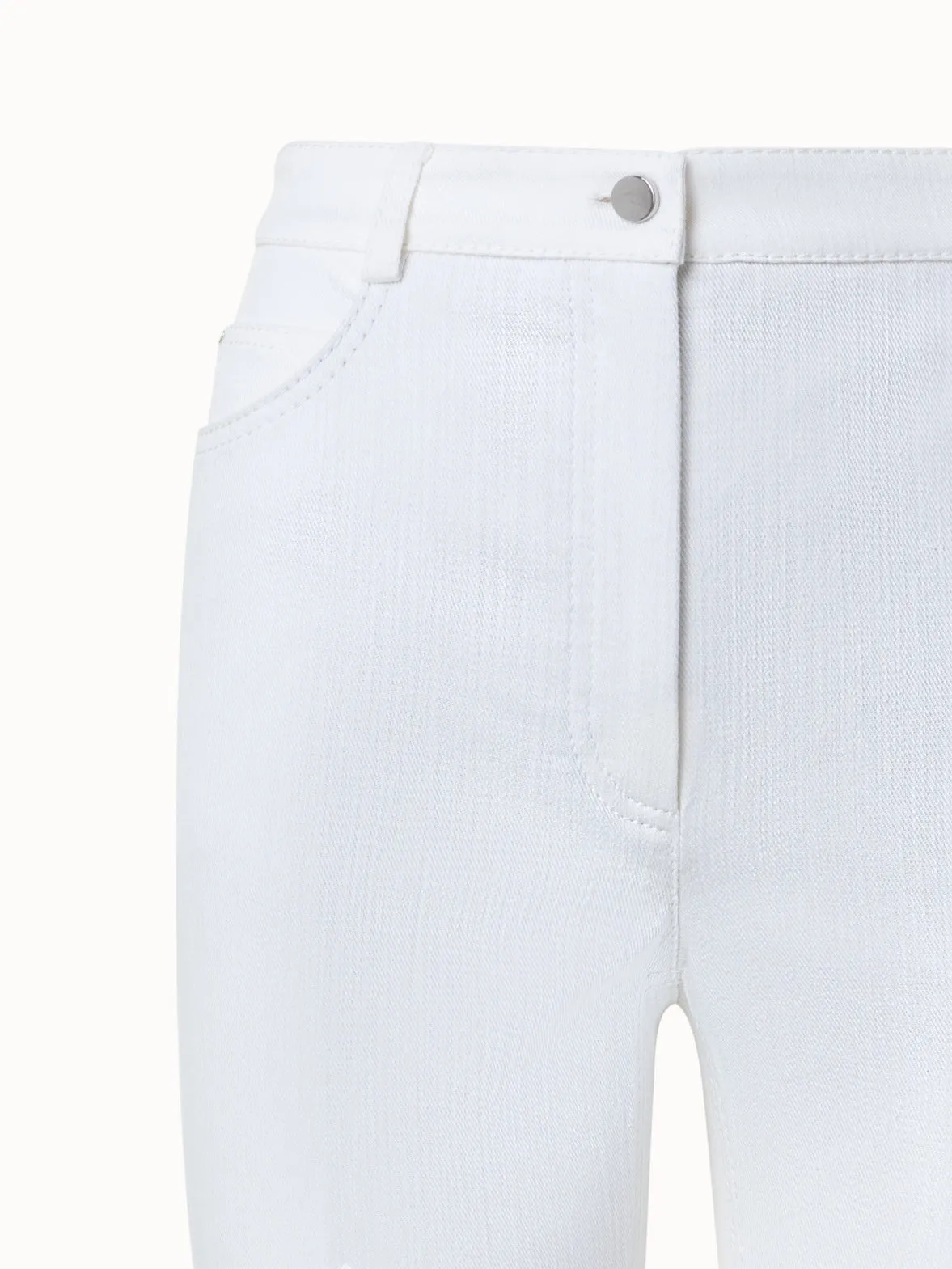 Cropped Bootcut Cotton Denim Stretch Pants