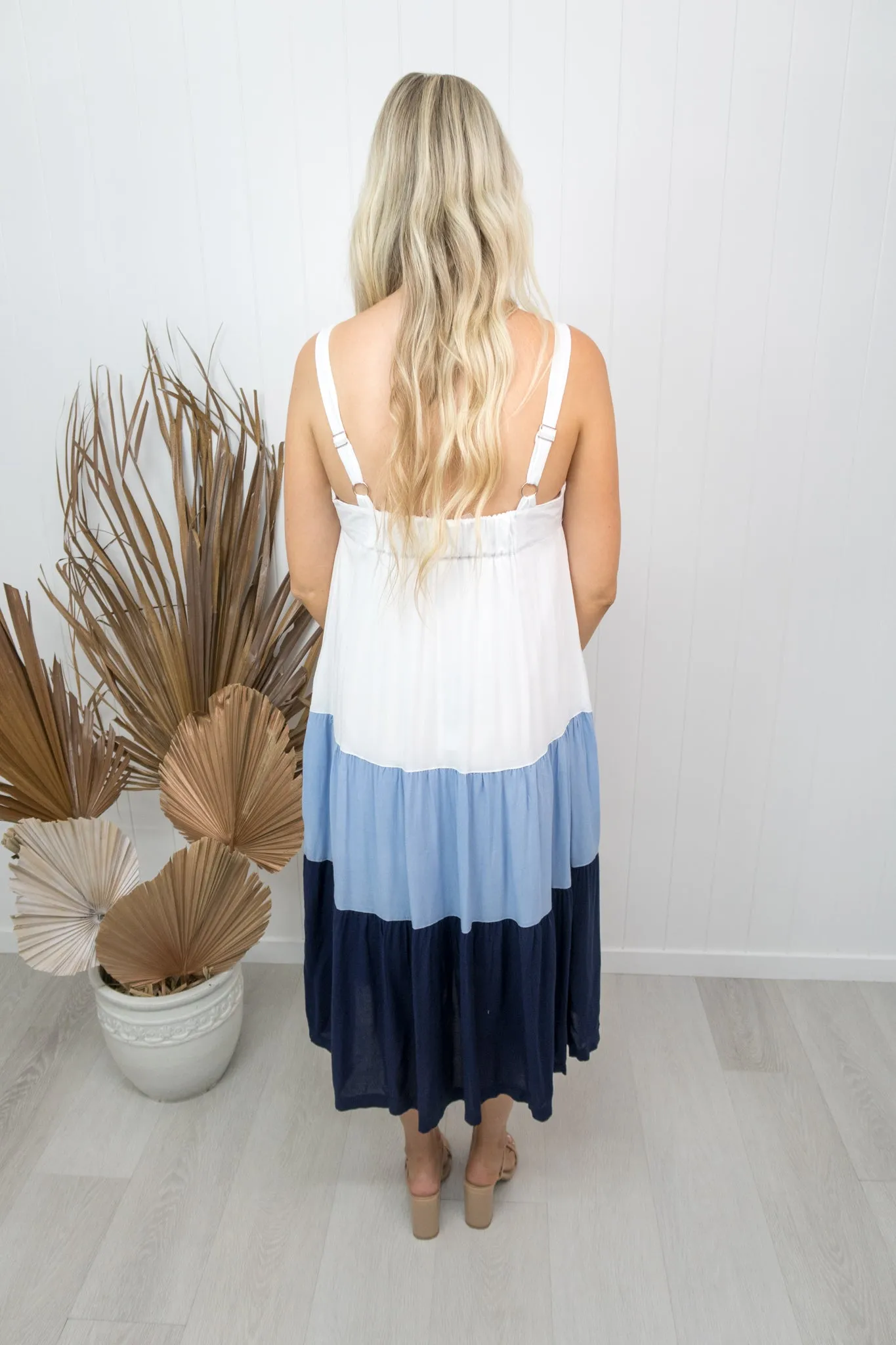 Cyprus Dress- White/blue/navy