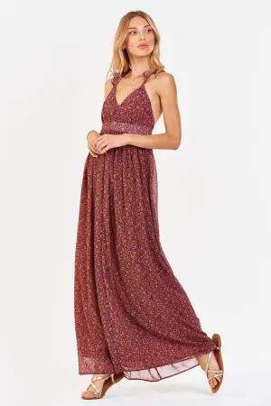 Dear John Elia Halter Dress, Terracotta Plum