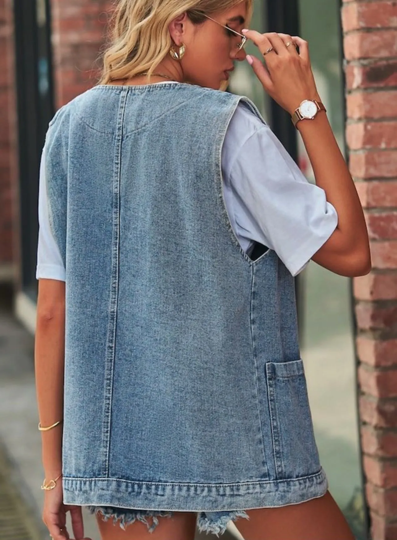 Denim oversized vest