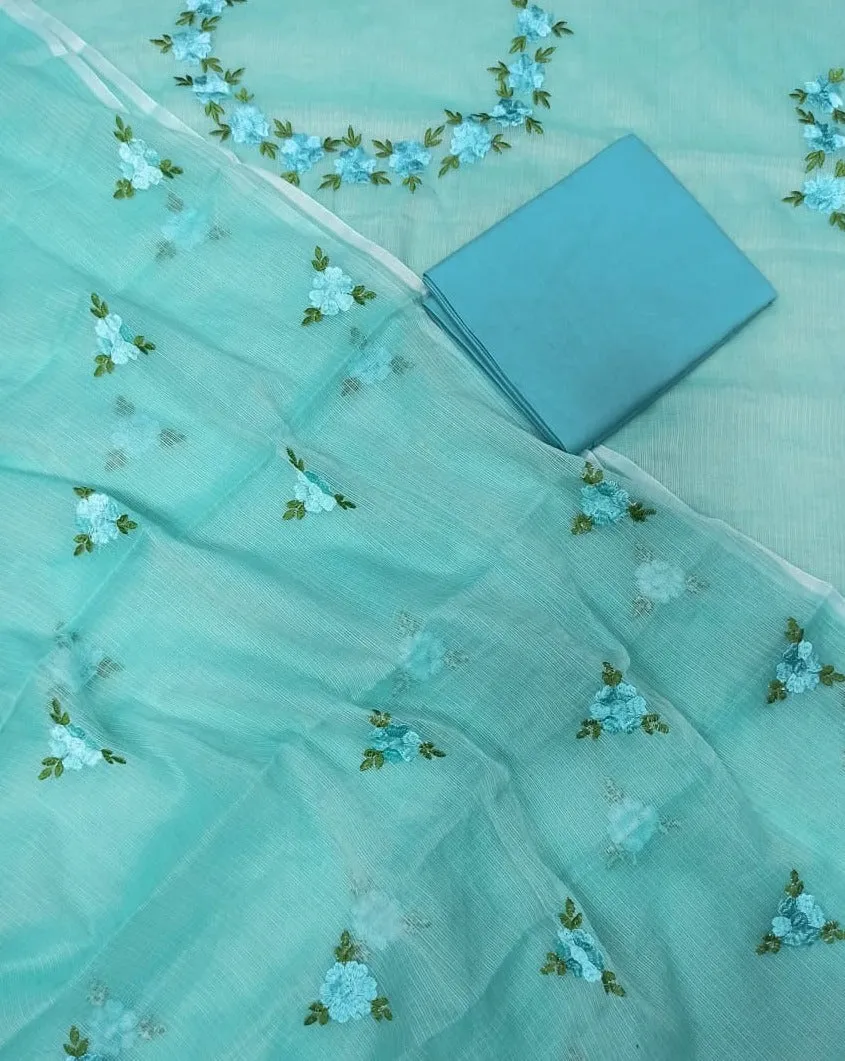 Designer Kota Doriya Embridery Work Suit In Blue
