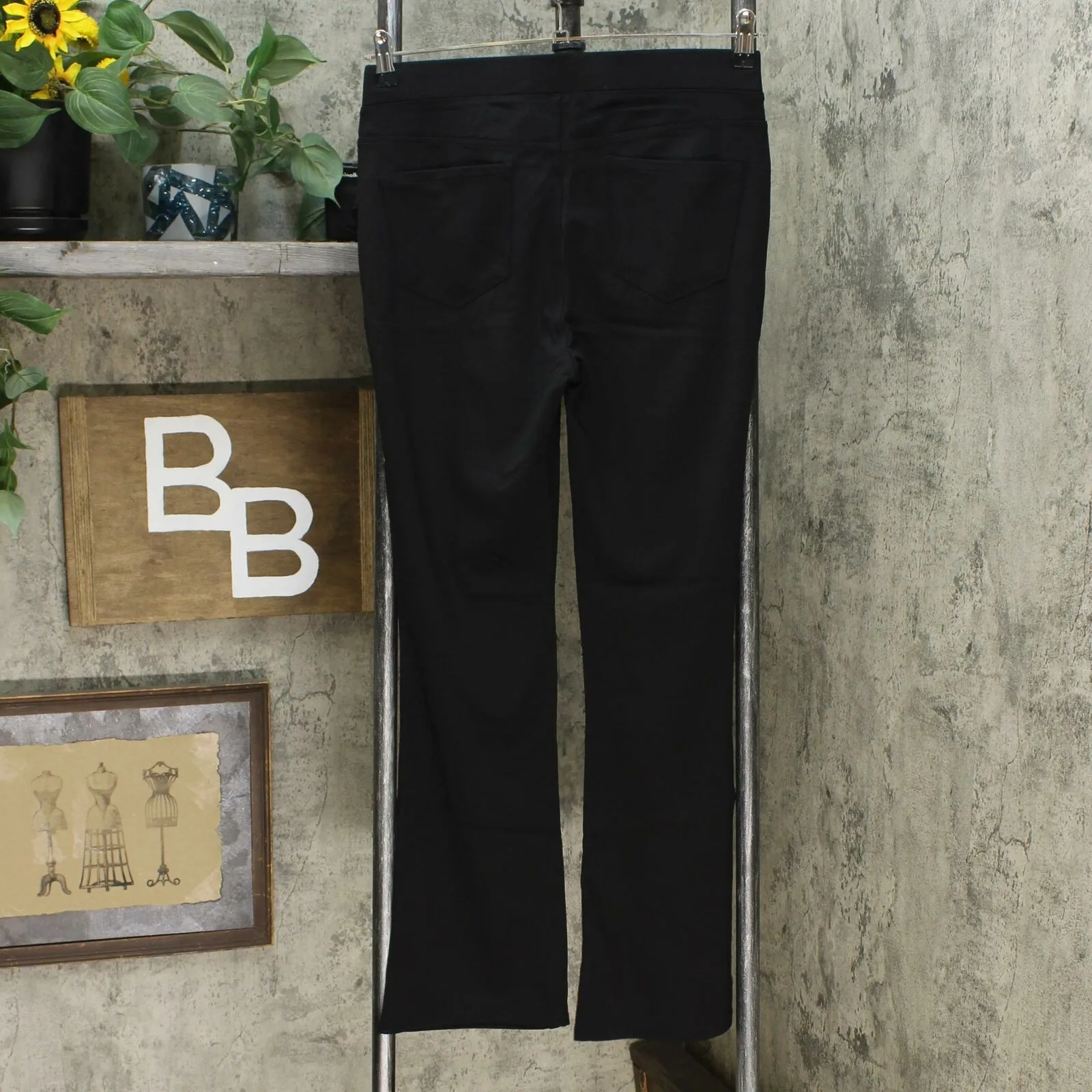 DG2 by Diane Gilman Pull On Ponte Knit Boot Cut Pants Black Petite Small