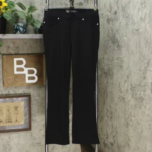 DG2 by Diane Gilman Pull On Ponte Knit Boot Cut Pants Black Petite Small