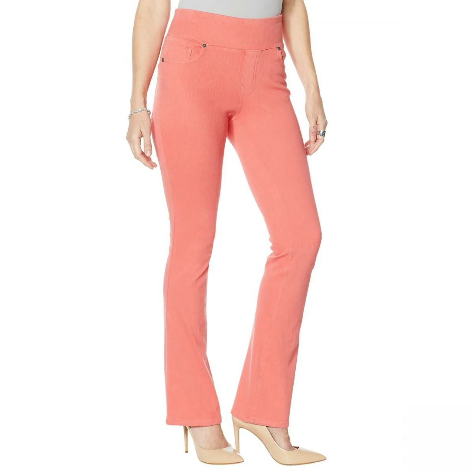 DG2 by Diane Gilman Stretch Knit Twill Boot-Cut Jeggings Terracotta 2X Petite