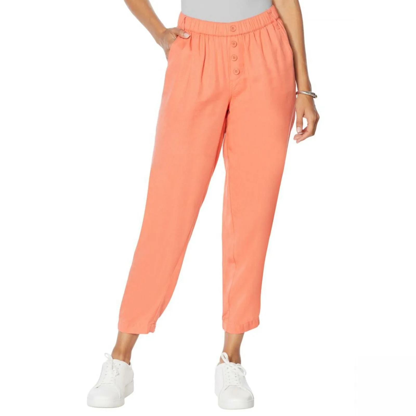 DG2 by Diane Gilman Tall Plus Elastic Waist Cropped Soft Pants Cherry 1X Tall