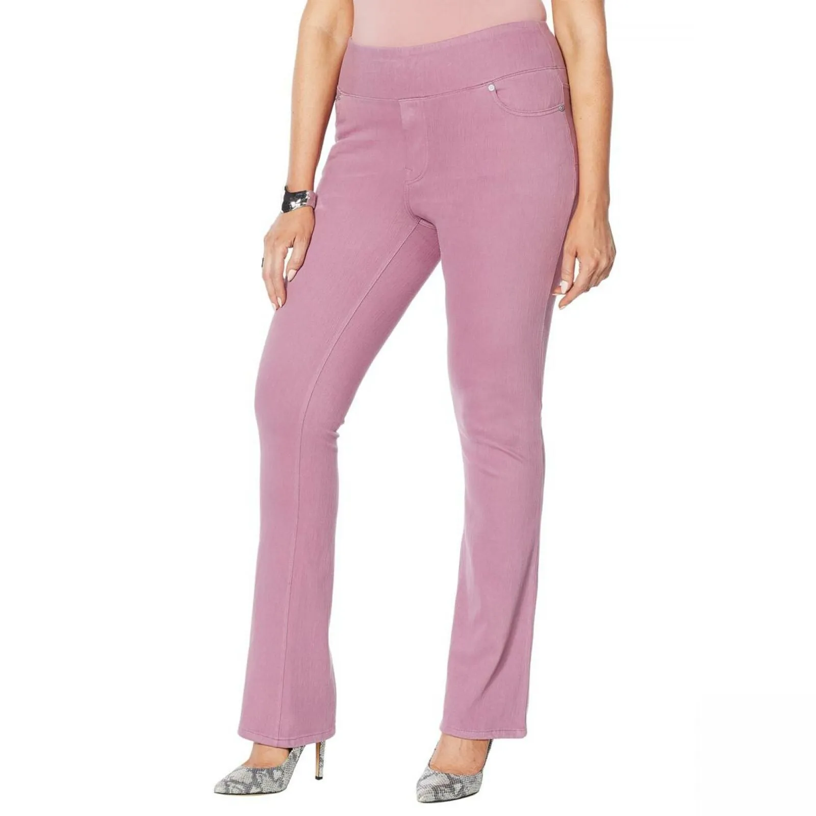 DG2 by Diane Gilman Women's Petite Stretch Knit Twill Boot Cut Jeggings