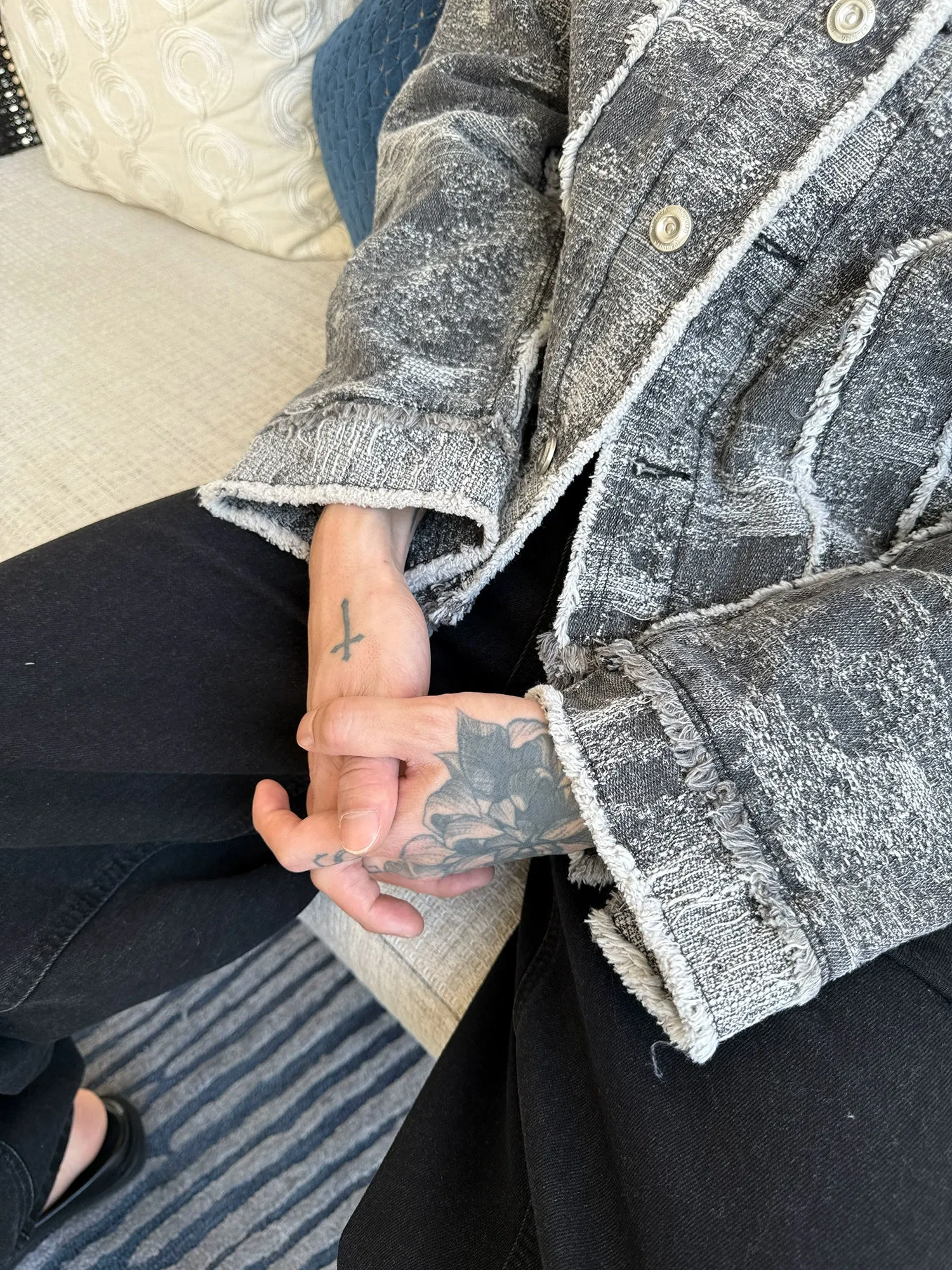 Distressed Washed Denim Short Jacket